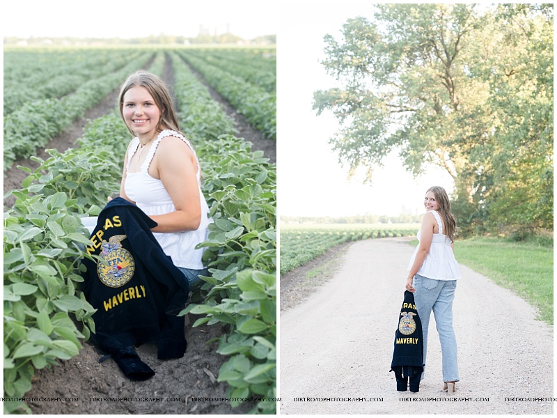 FFA senior portraits of Esther VanOverbeke from Waverly High School showcasing her agricultural achievements.